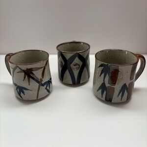 Vintage Set Of 3 Otagiri Japan Mid Century Stoneware Mix Match Coffee Tea Mugs